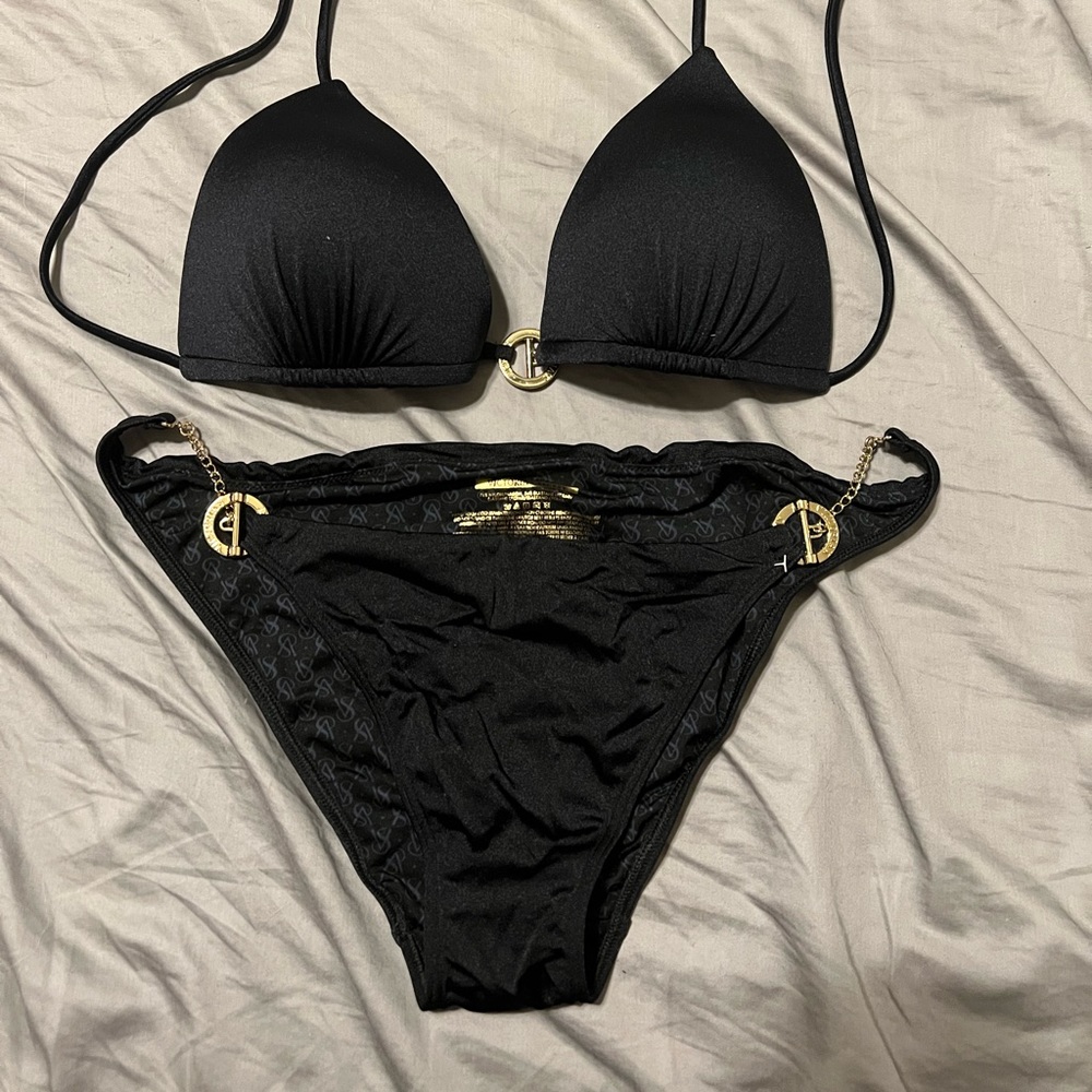 Victoria secret swim suit black large bottoms medium top